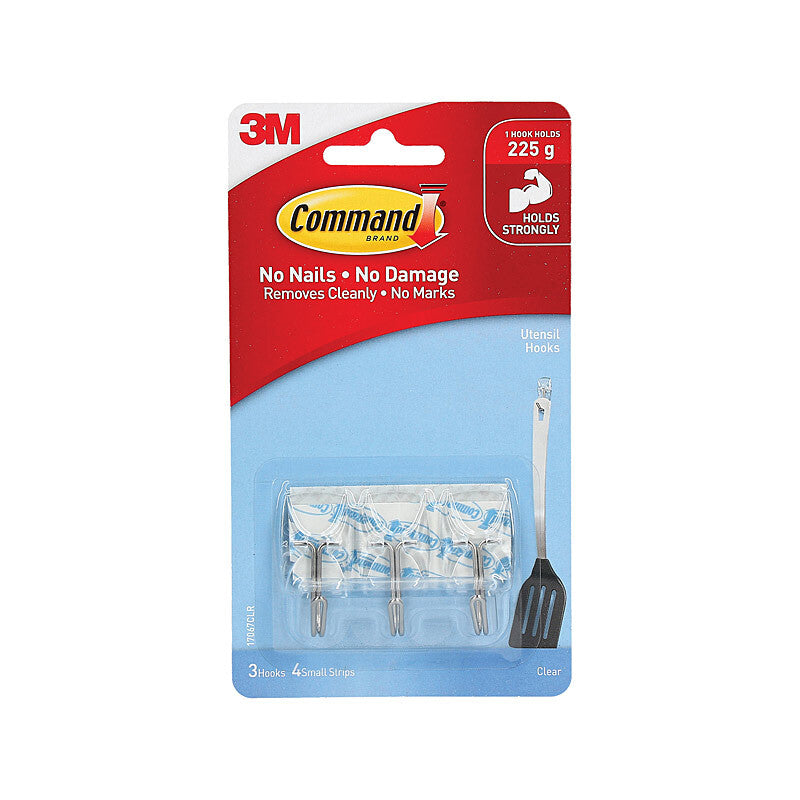 Command Hook Utensil Clear Pack of 3 Box of 6 - SuperSaverAU - view 1