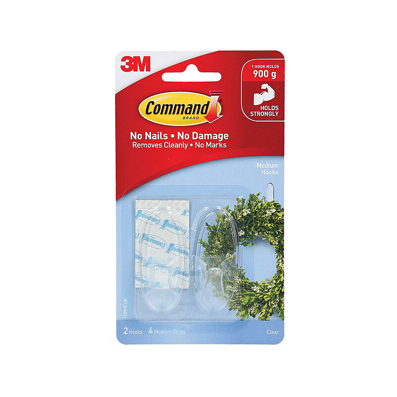 Command Hooks Medium Clear Pack of 2 Box of 6 - SuperSaverAU - view 1