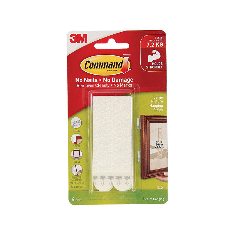 Command Picture Hang Strips Large Pk4 - Damage-Free Hanging Solution - SuperSaverAU - view 1