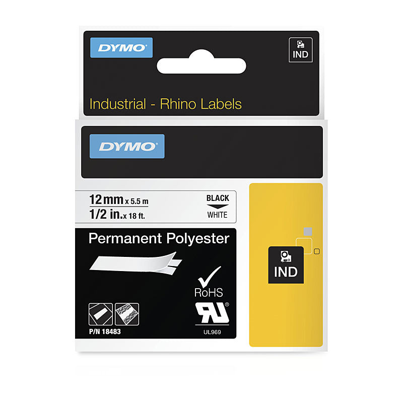 DYMO 12mm Black on White Tape - Premium Quality Labels for POS Stations - SuperSaverAU - view 1