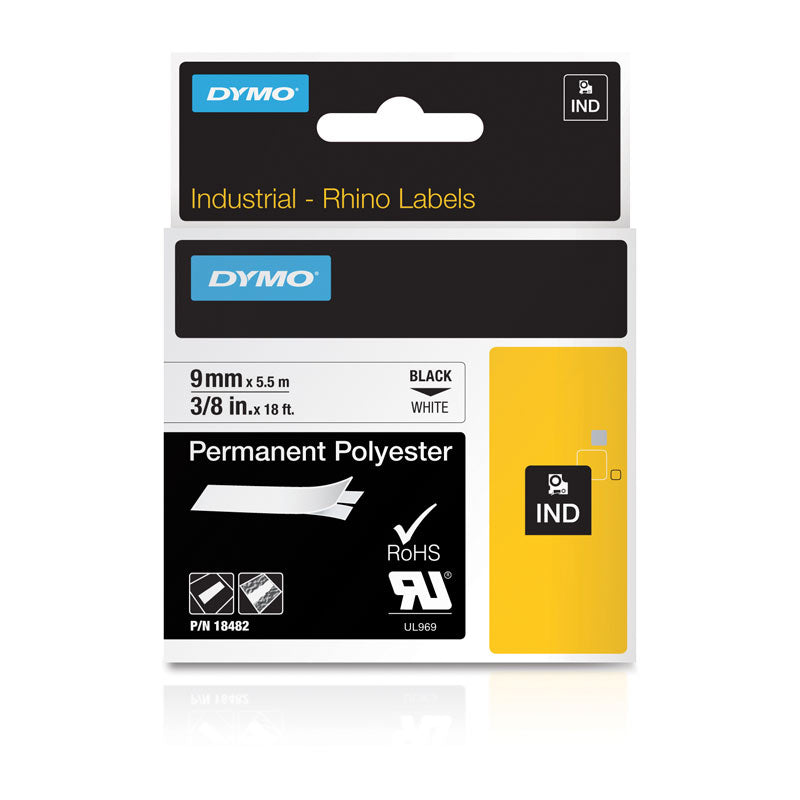 DYMO Labels 9mm Black/White for POS Stations, OEM Code 18482 - SuperSaverAU - view 1