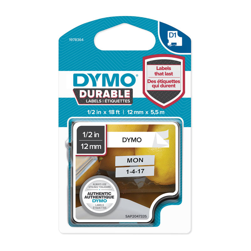 DYMO Labels Black on White 12mm x 5.5m for POS Stations, OEM Code 1978364 - SuperSaverAU - view 1