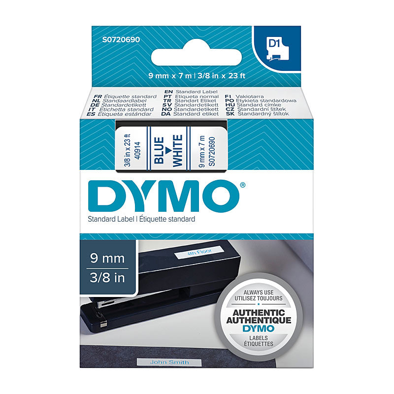 DYMO 9mm x 7m Blue on White Tape - Premium Quality for POS Stations - SuperSaverAU - view 1