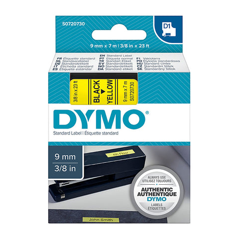 DYMO Black on Yellow 9mm x 7m Tape - Premium Quality Labels for POS Stations - SuperSaverAU - view 1