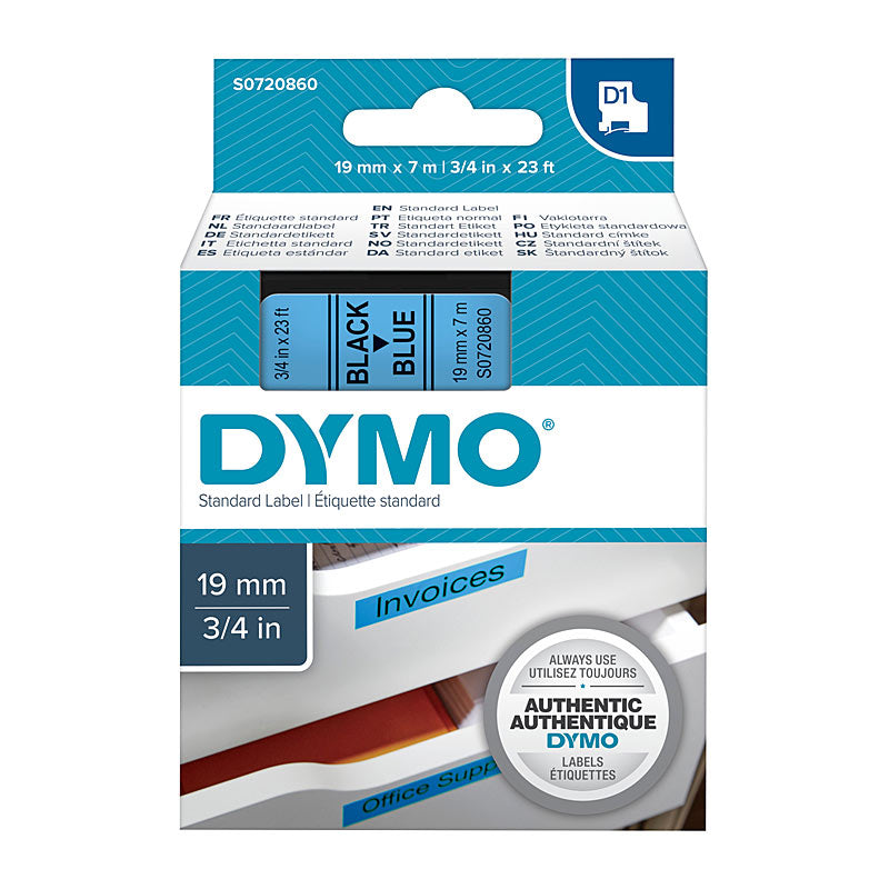 DYMO Black on Blue 19mm x 7m Tape - Premium Quality Labels for POS Stations - SuperSaverAU - view 1