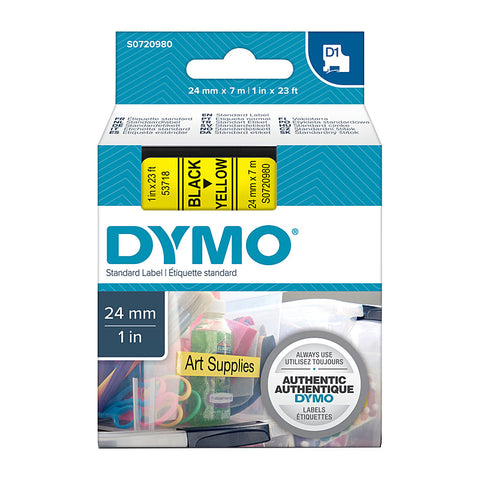DYMO 24mm x 7m Black on Yellow Tape - Premium Quality for POS Stations - SuperSaverAU - view 1