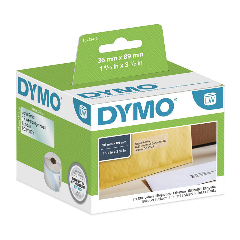 DYMO LW 36mm x 89mm Clear - SuperSaverAU - view 1