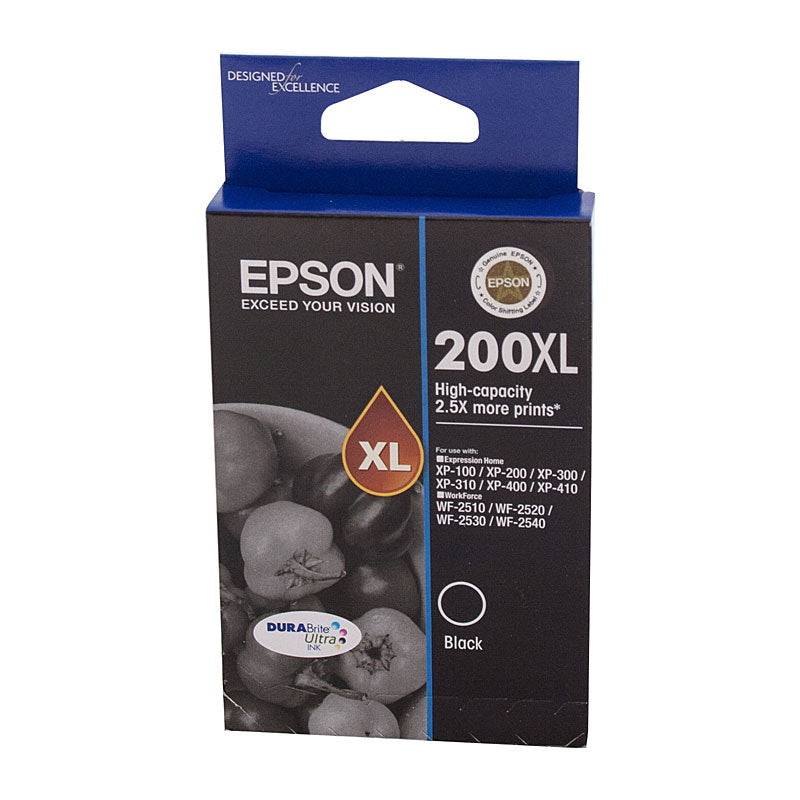 Epson Black Ink Cartridge 200XL 500 Pages Compatible with Expression Home XP and Workforce WF Series - SuperSaverAU - view 1