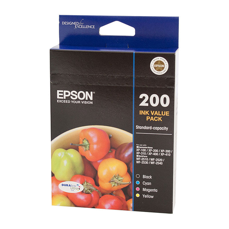 Epson 200 4 Ink Value Pack Genuine Cartridges for Expression Home and Workforce Printers - SuperSaverAU - view 1