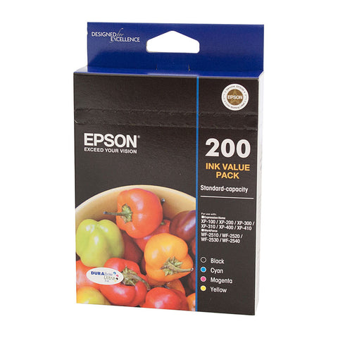 Epson 200 4 Ink Value Pack Genuine Cartridges for Expression Home and Workforce Printers - SuperSaverAU - view 1