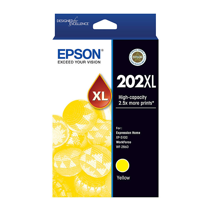 EPSON Yellow Ink Cartridge 202XL for XP 5100 and WF 2860 Printers - SuperSaverAU - view 1