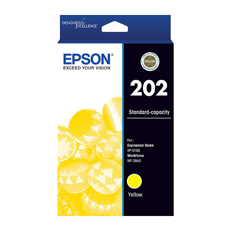 Epson Yellow Ink Cartridge 202 Genuine Toner for XP 5100 and WF 2860 - SuperSaverAU - view 1