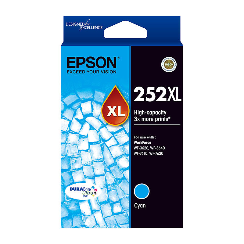EPSON Cyan Ink Cartridge 252XL Genuine 1,100 Page High Yield - SuperSaverAU - view 1