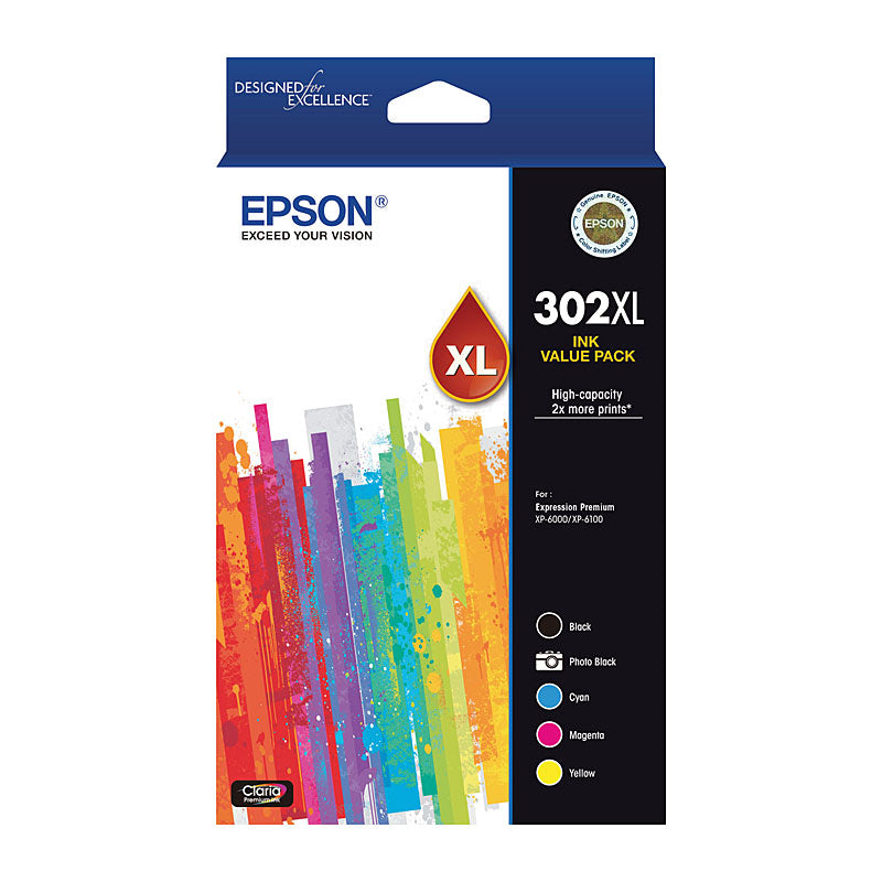 Epson 302XL 5 Ink Value Pack Genuine Cartridges for XP 6000 and XP 6100 - SuperSaverAU - view 1