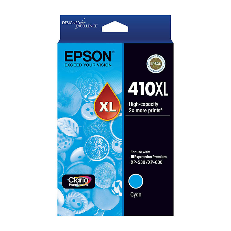 Epson Cyan Ink Cartridge 410XL Genuine Compatible with XP 530 XP 630 XP 540 XP 640 XP 900 - SuperSaverAU - view 1