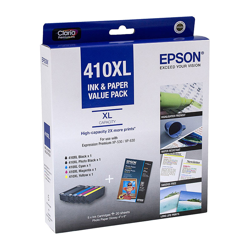 Epson 410XL 5 Ink Value Pack DURABrite Ultra High-Yield Black Photo Black Cyan Magenta Yellow - SuperSaverAU - view 1