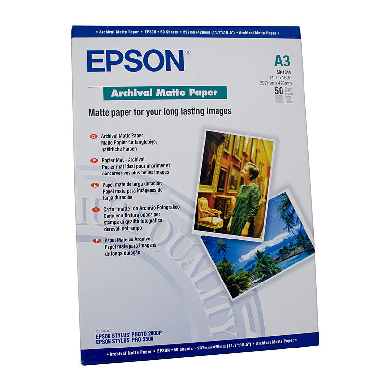 EPSON C13S041344 Archival Paper, 50 Sheets, Compatible with T3160, T5160, T3460, T5460