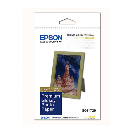 EPSON C13S041729 Premium Gloss Paper, 50 Sheets, Compatible Printers