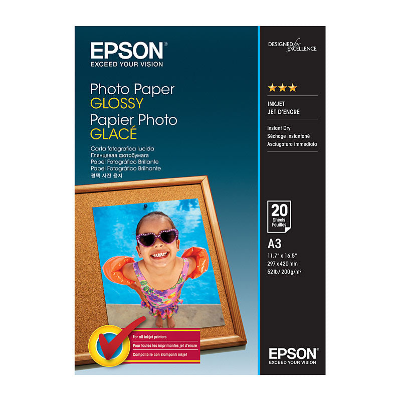 EPSON C13S042536 Photo Paper, Premium Quality, 20 Sheets, Compatible with T3160, T5160, T3460, T5460 - SuperSaverAU - view 1