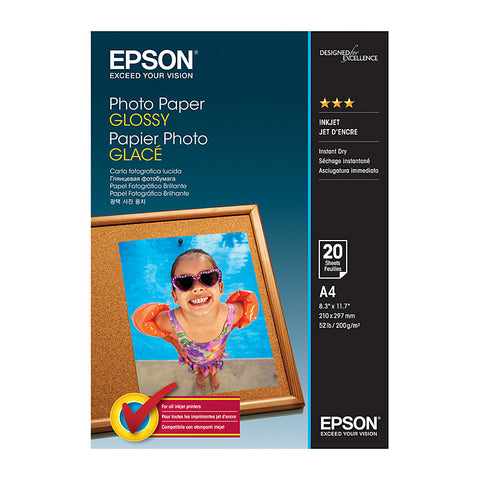 EPSON C13S042538 Glossy P/Paper, 20 Sheets, Compatible with T3160, T5160, T3460, T5460 - SuperSaverAU - view 1