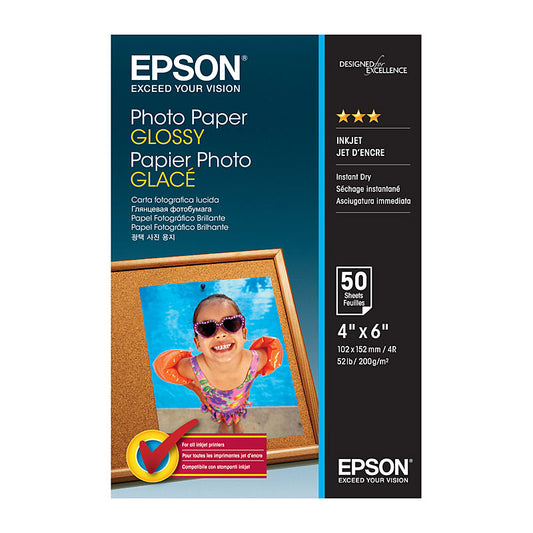 EPSON 4x6 Glossy Photo Paper C13S042547 - Premium Quality, 50 Sheets