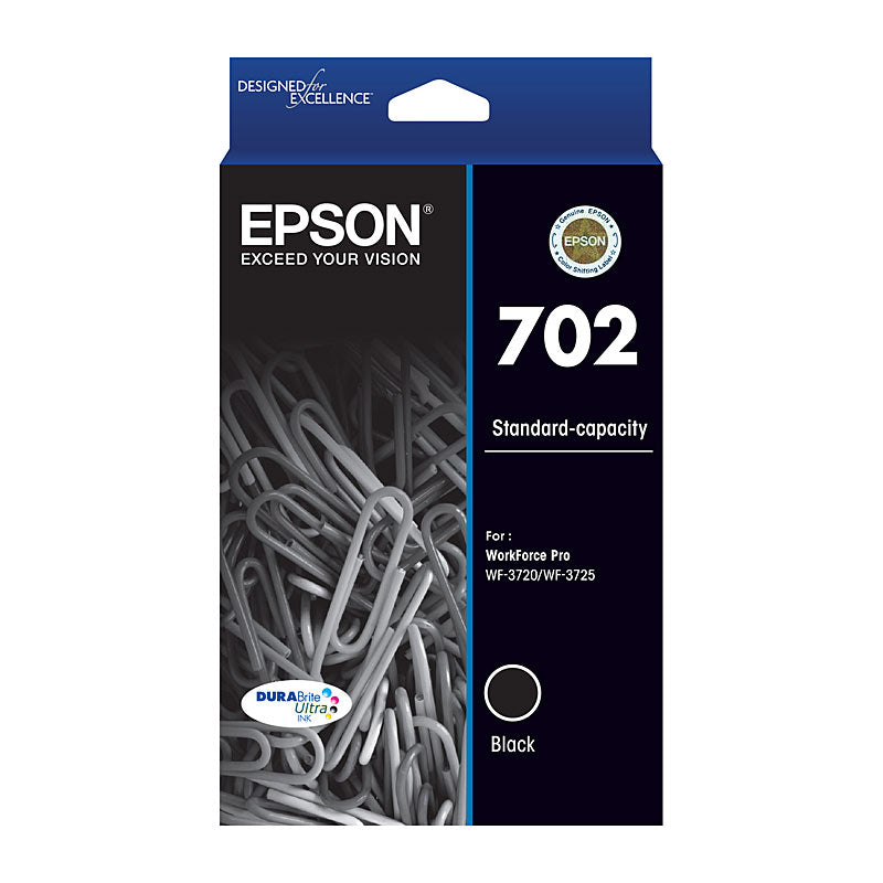 Epson Black Ink Cartridge 702 for Workforce Pro WF 3720 WF 3725 WF 3730 - 350 Pages - SuperSaverAU - view 1