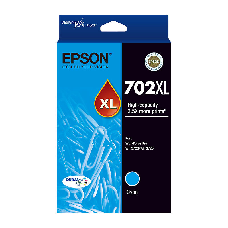 Epson Cyan Ink Cartridge 702XL 950 Pages Compatible with Workforce Pro WF 3720/3725/3730 - SuperSaverAU - view 1