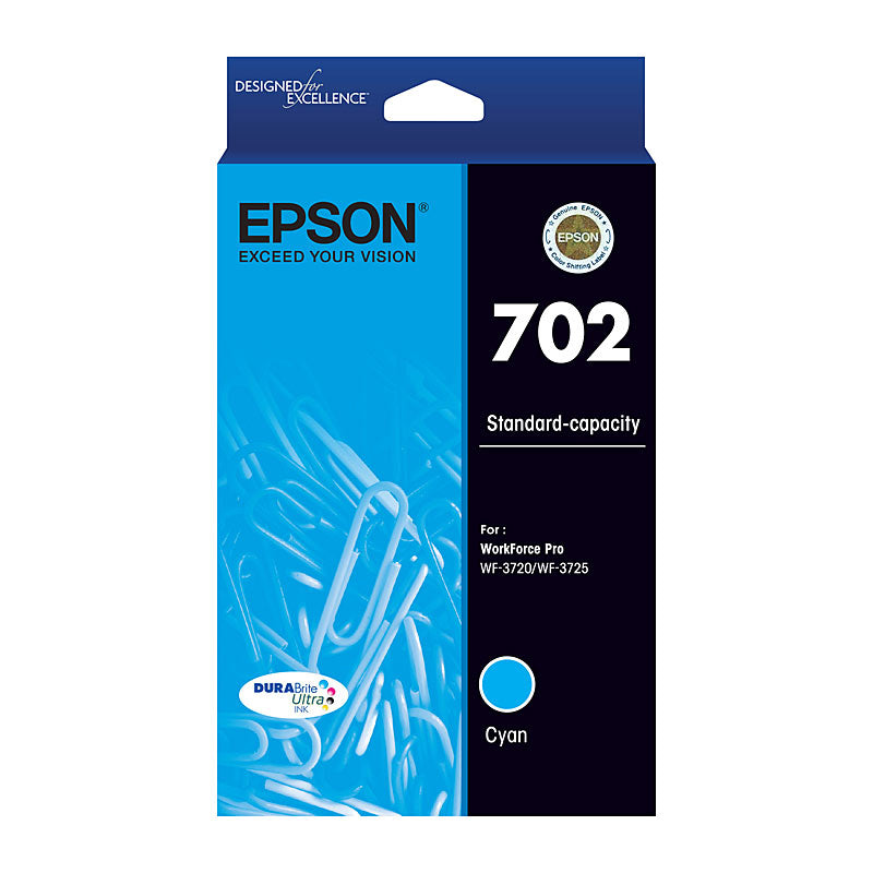 Epson Cyan Ink Cartridge 702 Genuine 300 Page Yield for Workforce Pro - SuperSaverAU - view 1