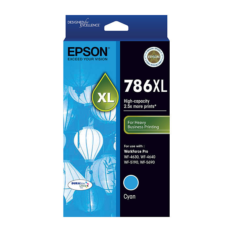Epson Cyan Ink Cartridge 786XL Genuine 2,000 Page Yield for Workforce Pro WF4630 WF4640 - SuperSaverAU - view 1