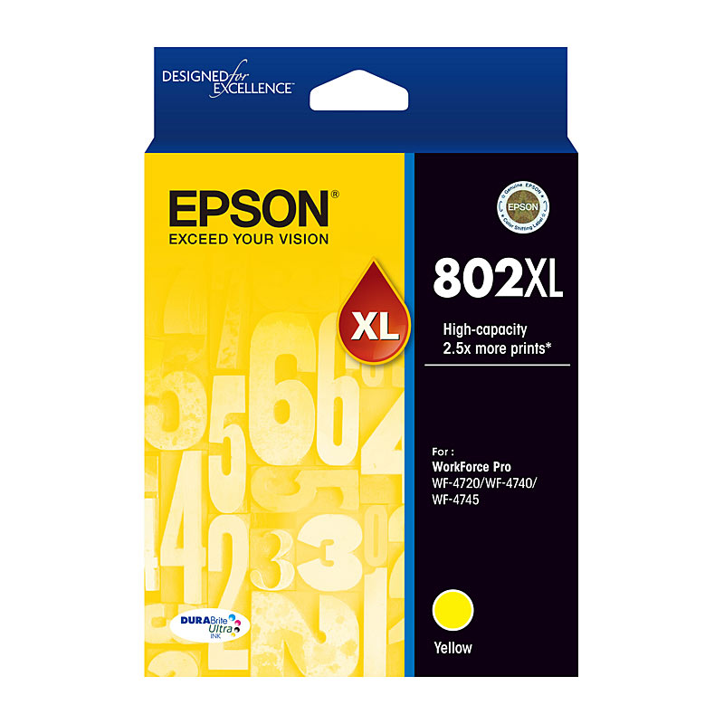 Epson Yellow Ink Cartridge 802XL for Workforce Pro WF 4720 4740 4745 - SuperSaverAU - view 1
