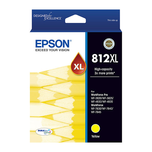 EPSON 812XL Genuine Yellow Toner Cartridge for WF3820 WF4830 WF7840 Printers
