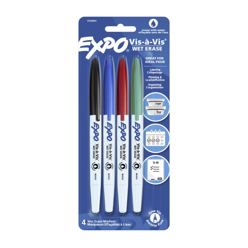 EXPO Wet Erase WB Marker Pack of 4 Box of 6 - Black, Blue, Red, Green - SuperSaverAU - view 2
