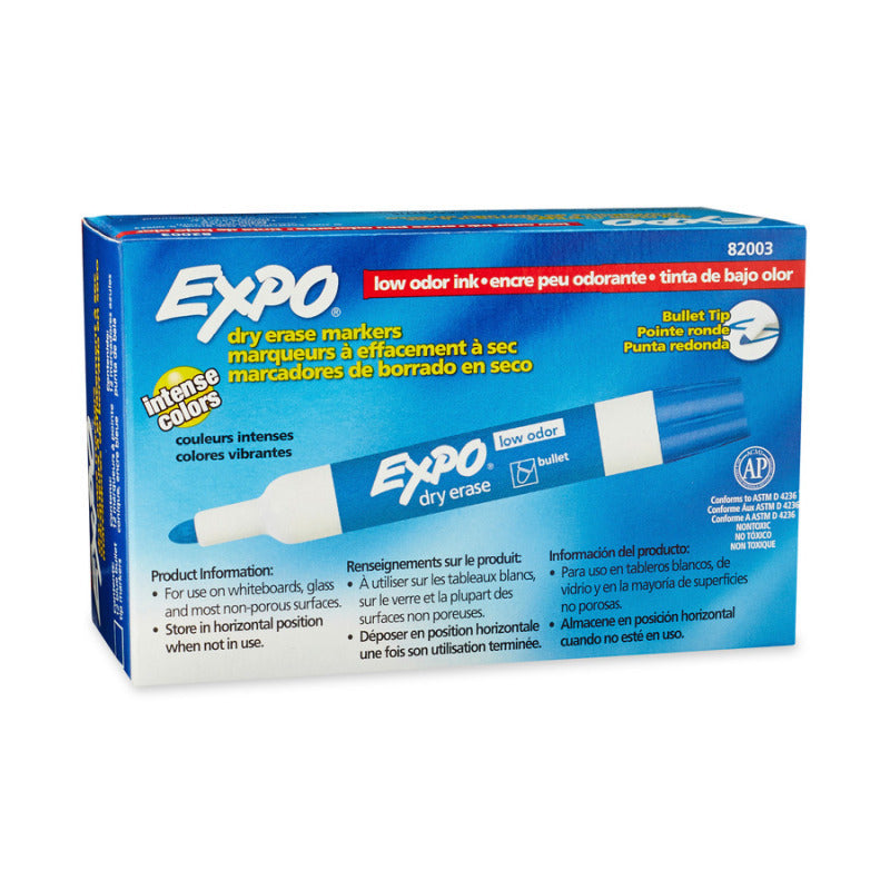 EXPO Whiteboard Marker Bullet Tip Blue BX12 - Low Odor, Non-Toxic Ink - SuperSaverAU - view 1