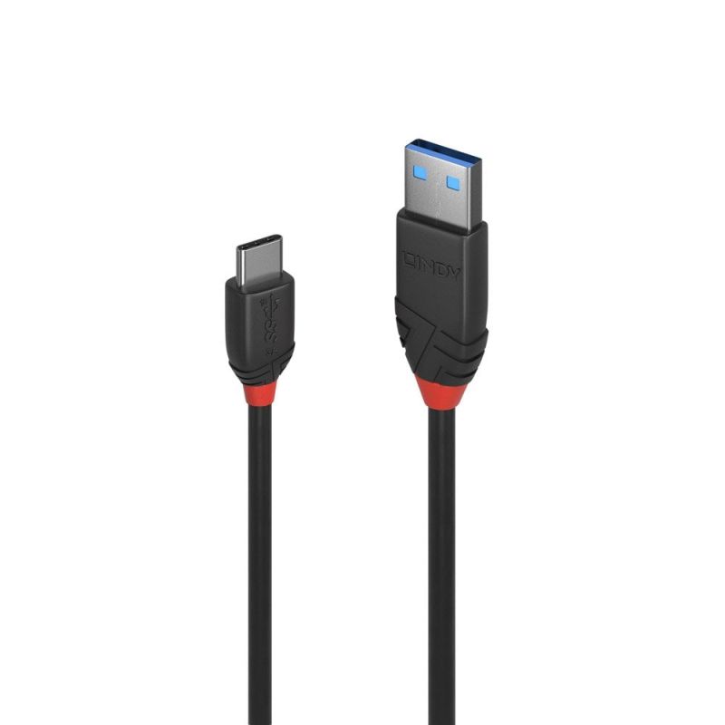 LINDY .5m USB C-A 3A Cable Black Line - SuperSaverAU - view 1