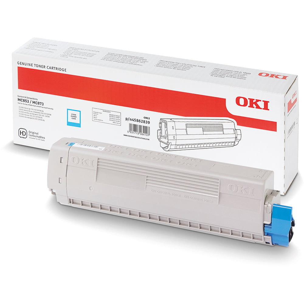 OKI MC873 Cyan Toner Cartridge - SuperSaverAU - view 1