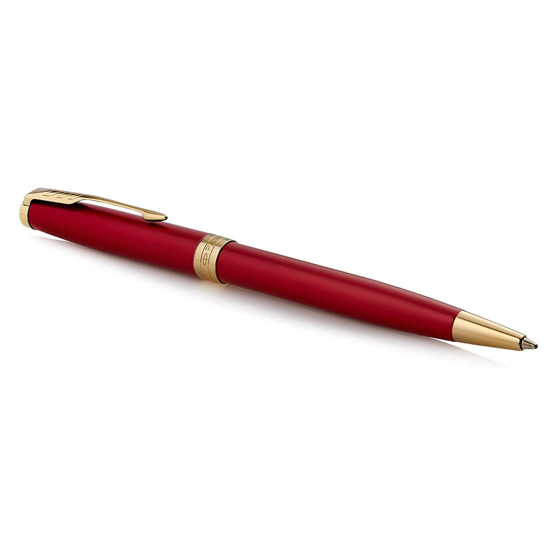 PARKER Sonnet Red Lacquer Ballpoint Pen with Gold Trim