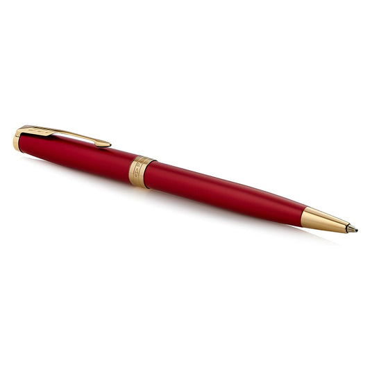 PARKER Sonnet Red Lacquer Ballpoint Pen with Gold Trim
