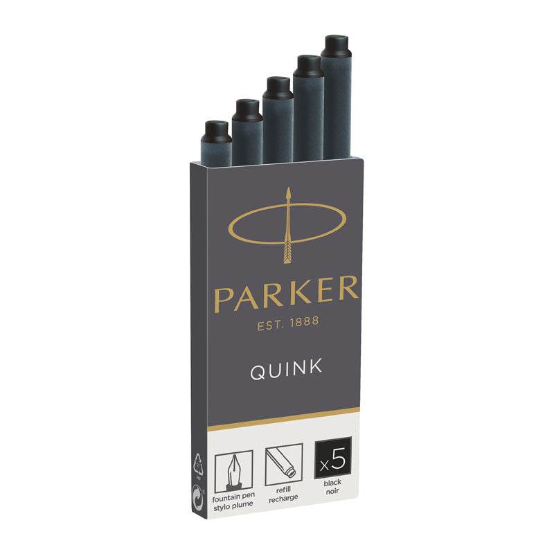 Parker Long Black Fountain Pen Ink Cartridges High Capacity Quink Ink - SuperSaverAU - view 1