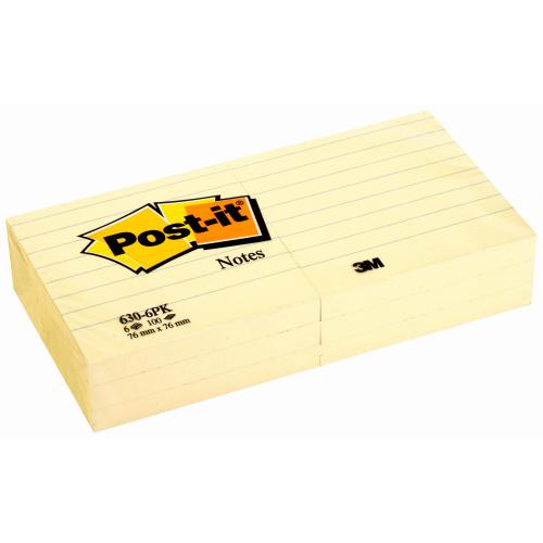 Post-It Notes 630-6PK Ruled Pack of 6 - SuperSaverAU - view 1