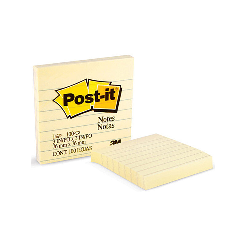 POST-IT NOTES Lined Yellow 76x76mm PK12 - Ideal for Organizing & Reminders