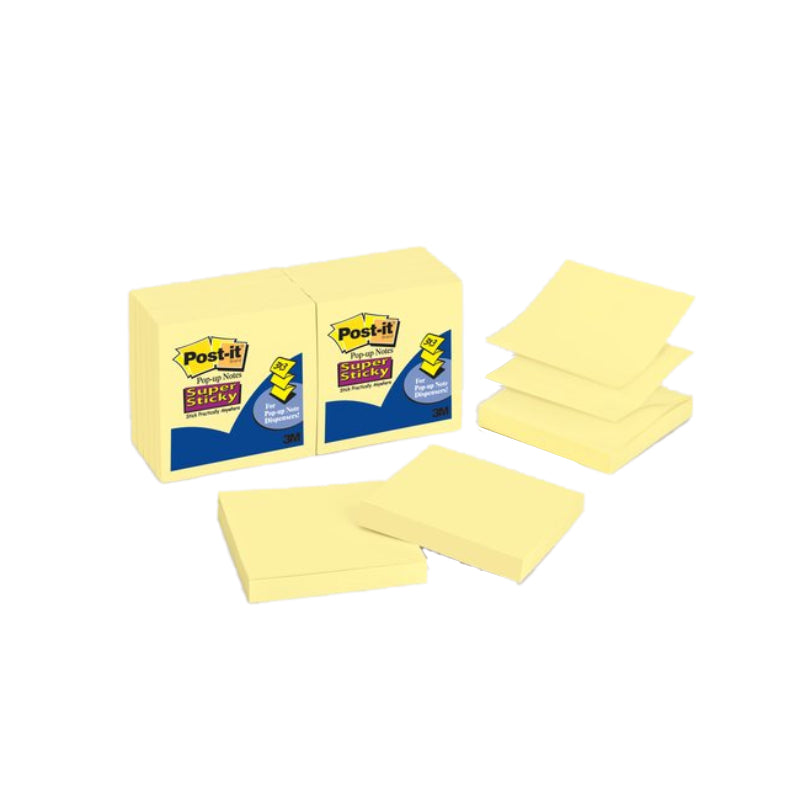 Post-It Popups Canary Yellow Notes 76x76mm Pack of 12 - SuperSaverAU - view 1