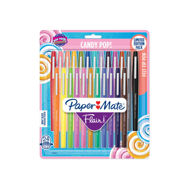 PAPER MATE Flair Felt Tip Pen Medium Fashion Assorted PK12 BX4 - Quick-Drying Ink - SuperSaverAU - view 1