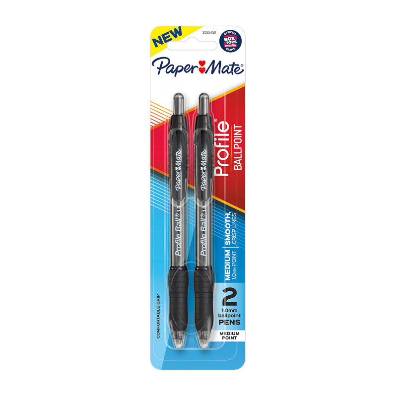 PAPER MATE Profi RT 1.0 Ball Pen Black Pack of 12 (2 Boxes of 6)