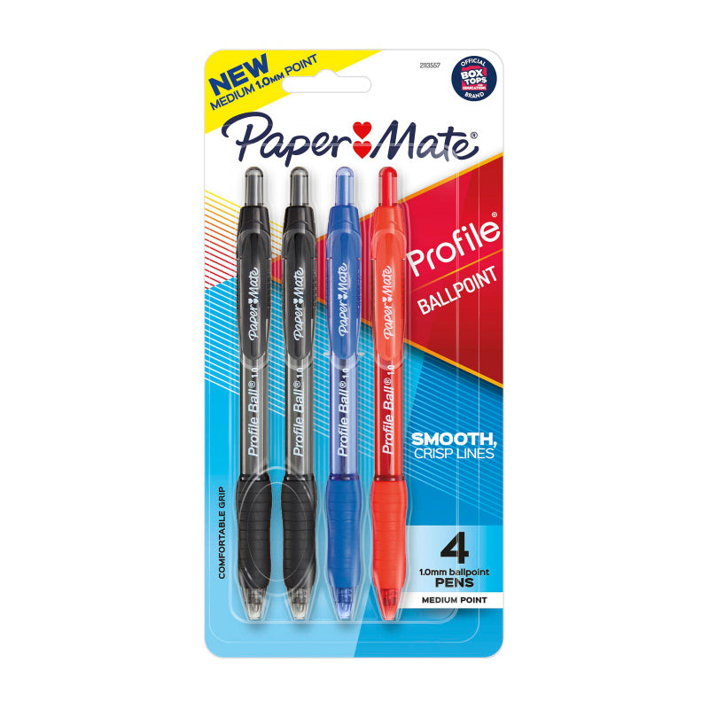 PaperMate Profile Ballpoint Pen 1.0mm RT Assorted Pack of 4 Box of 6 - SuperSaverAU - view 1