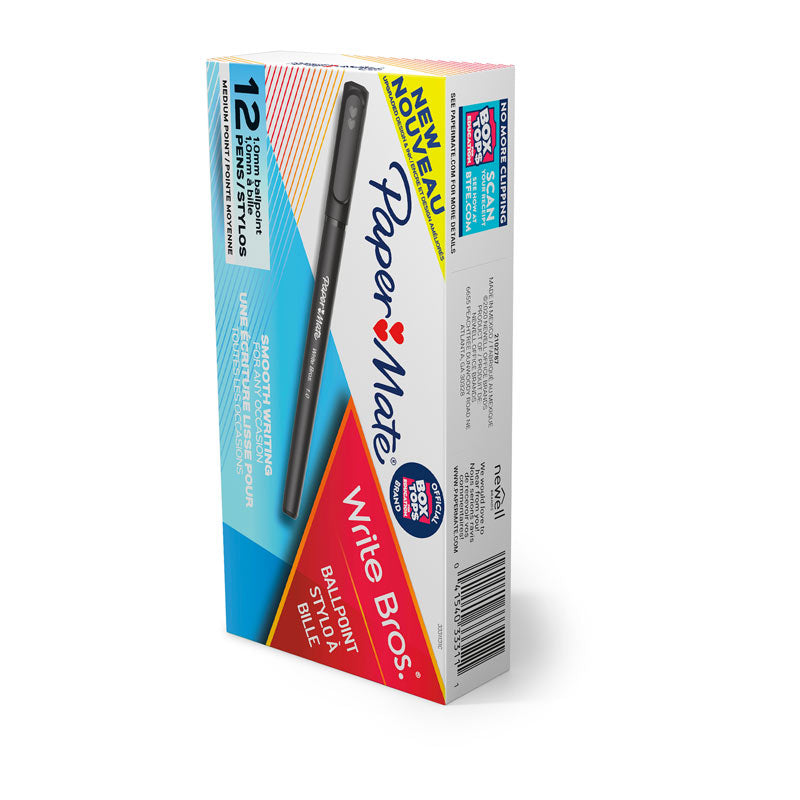 PAPER MATE WriteBros 1.0mm Ball Pen Black - Box of 12 - SuperSaverAU - view 1