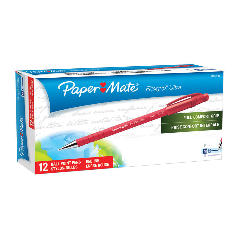 PAPER MATE Flex Grip Ball Pen 1.0mm Red - Box of 12 - SuperSaverAU - view 1