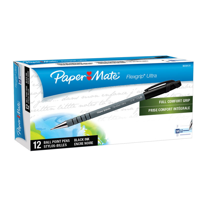 PAPER MATE Flex Grip Ball Pen 1.0mm Black - Box of 12