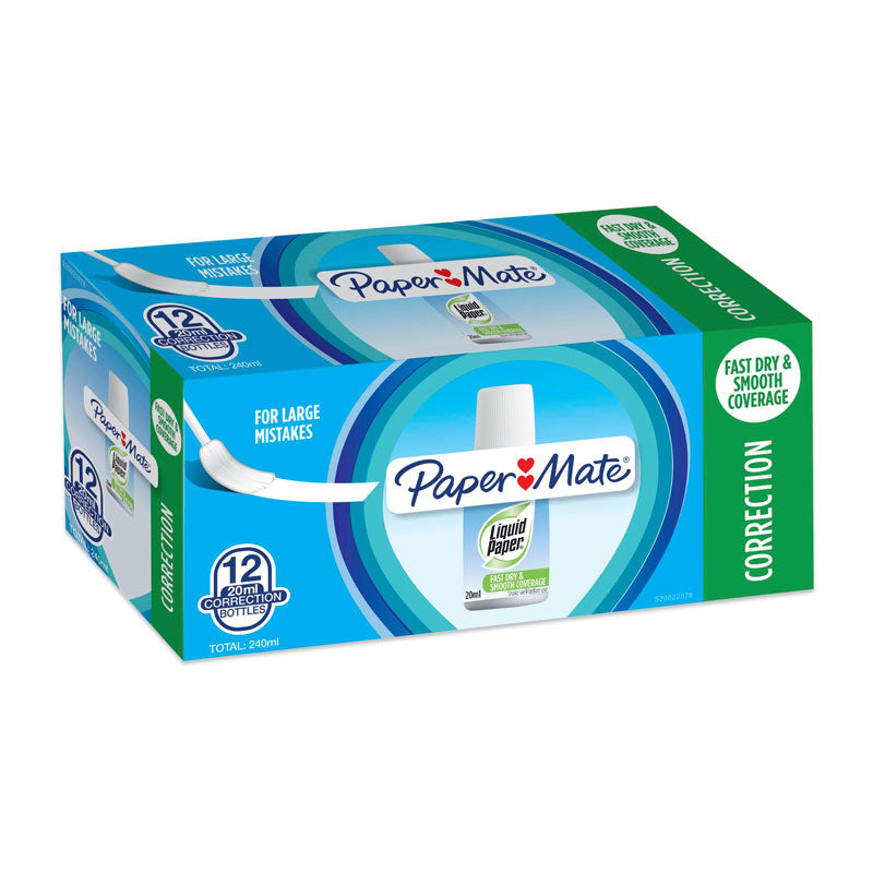 PAPER MATE LP Correct Fluid 20ml Box of 12 - SuperSaverAU - view 1