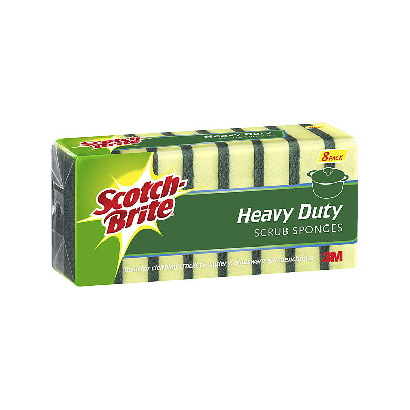 SCOTCHBRITE Scrub Sponge Heavy Duty Pack of 8 - SuperSaverAU - view 1