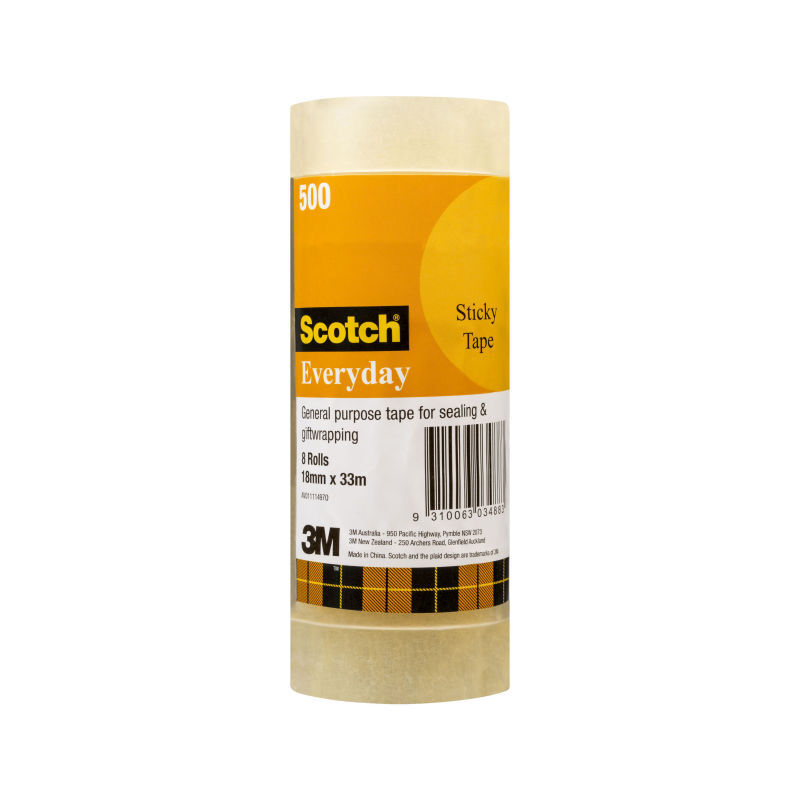 SCOTCH Everyday Sticky Tape 18mm x 33m Pack of 8 - SuperSaverAU - view 2